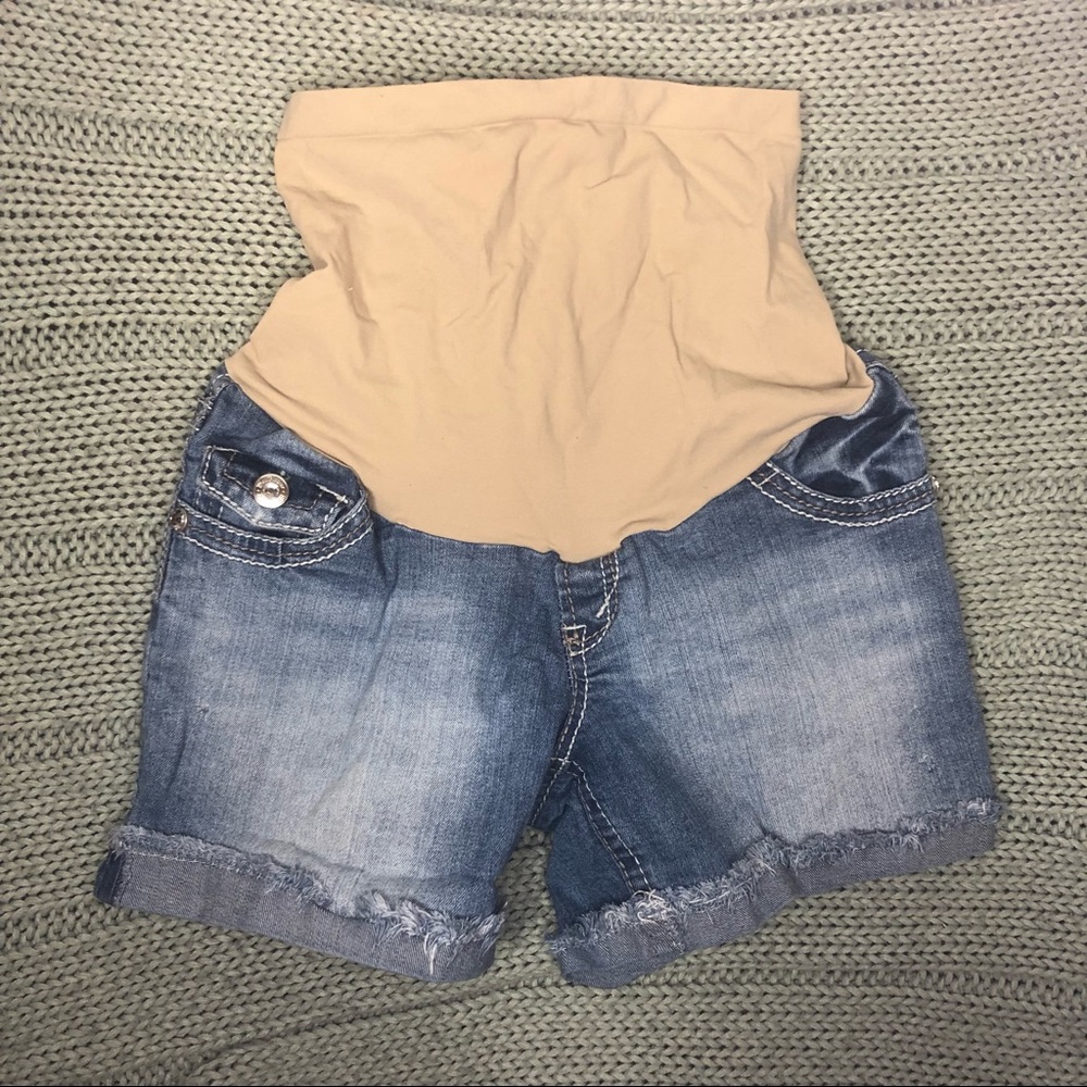 Maternity Shorts Women Size Small Denim Pregnant Wallflower Blue Jean Over Belly